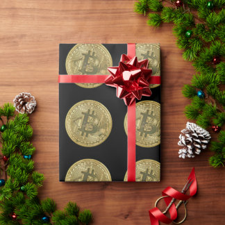 Bitcoin Black Wrapping Paper Presentpapper
