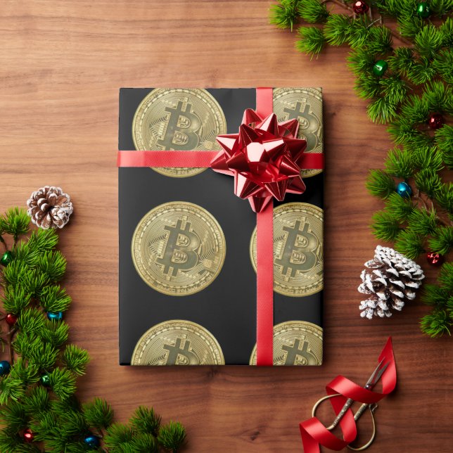 Bitcoin Black Wrapping Paper Presentpapper (Julgåva)