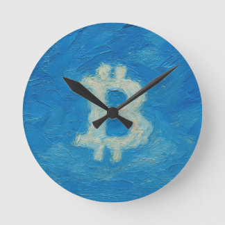 Bitcoin Blue Sky (Oil, Style: 2) Rund Klocka