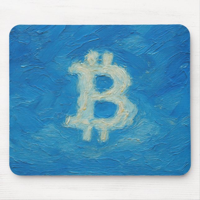 Bitcoin Blue Sky (olja, stil: 2) Musmatta (Framsidan)