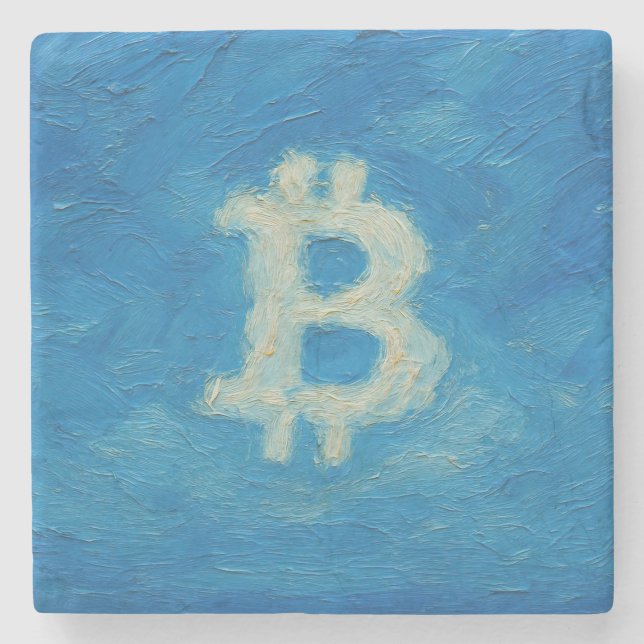 Bitcoin Blue Sky (olja, stil: 2) Stenunderlägg (Framsidan)