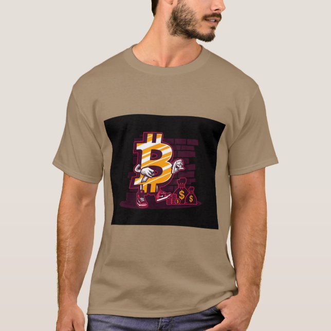 "Bitcoin Blues: The Dubbla-Edged Sword of Wealth T Shirt (Framsida)