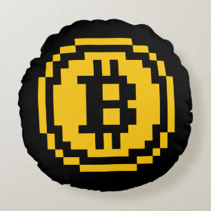 Bitcoin BTC 8-Bet rundadekorativ kudde för logoty