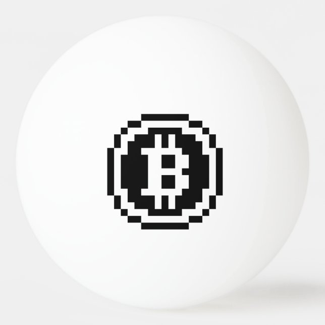 Bitcoin BTC 8-Bitars logotyp | Pingisboll (Framsidan)