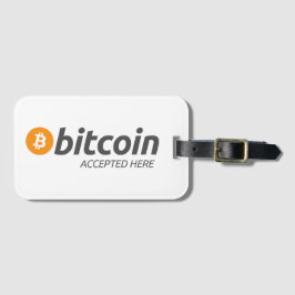 Bitcoin BTC Accepterat Här | Bagagetikett Bagagebricka