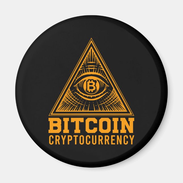 Bitcoin BTC All Seeing Eye Crypto Illuminati Gift Magnet (Framsidan)