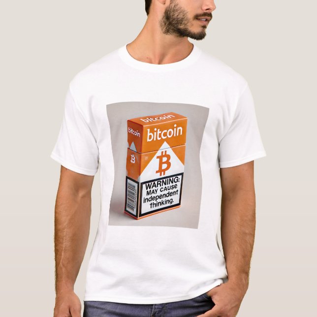 Bitcoin BTC Crypto Funny Cigarette Paket T Shirt (Framsida)