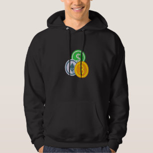Bitcoin BTC Crypto Kryptovaluta Liten Bröstkorg Mä Hoodie