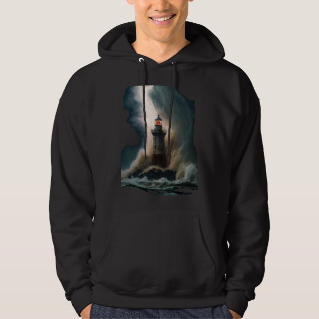Bitcoin BTC Lighthouse Nautical Hard Money Ocean L Hoodie (Framsida)