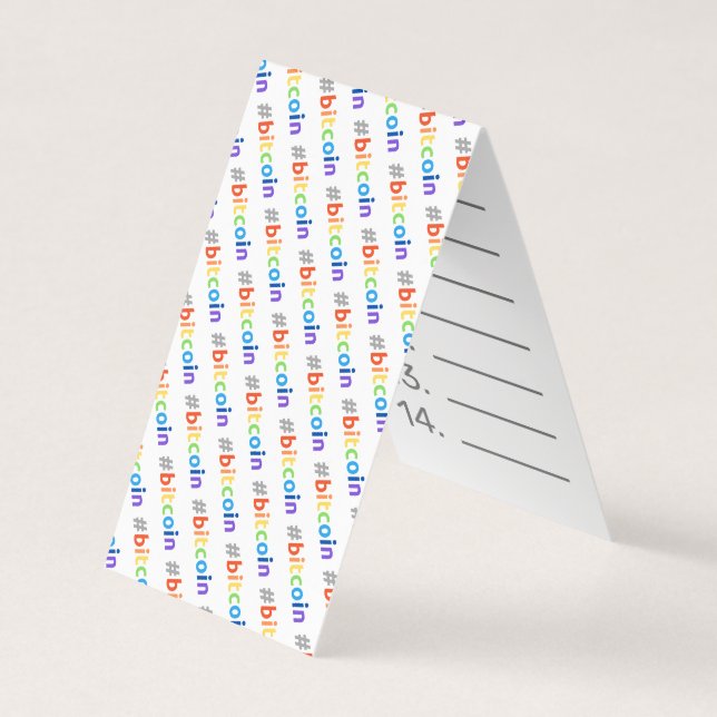 Bitcoin #BTC Rainbow Design Seed Card Mnemonic Visitkort (Framsida)