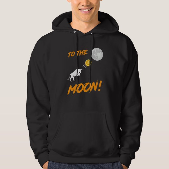 Bitcoin BTC till Måne Bull Cryptocurrency Hodl Hoodie (Framsida)