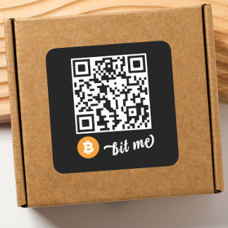 Bitcoin (BTC) Wallet QR-kodsetikett - kvadrat Fyrkantigt Klistermärke