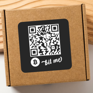 Bitcoin (BTC) Wallet QR-kodsetikett - kvadrat Fyrkantigt Klistermärke