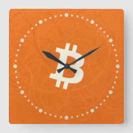 Bitcoin Classic Orange (Neuron) Fyrkantig Klocka