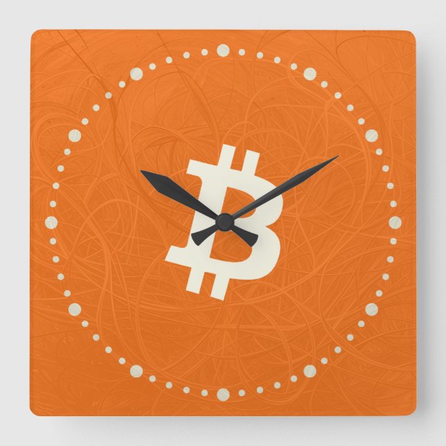Bitcoin Classic Orange (Neuron) Fyrkantig Klocka (Framsida)