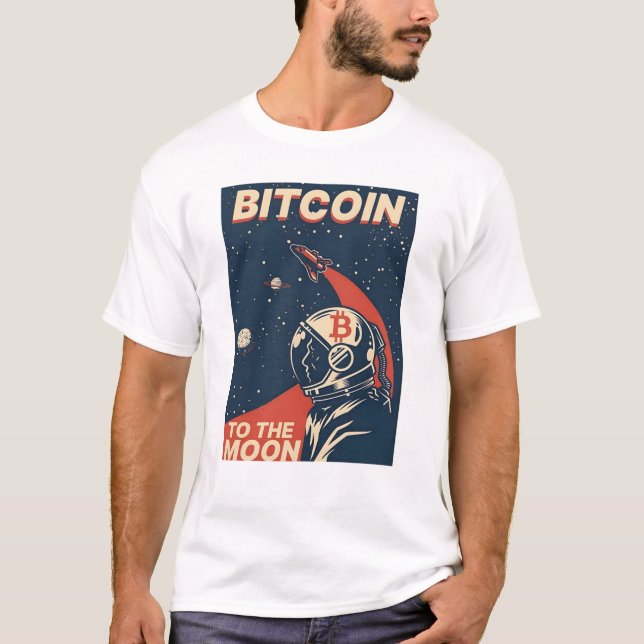 BITCOIN-Crypto Astronaut till måne T Shirt (Framsida)