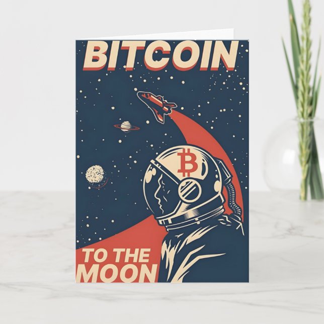 BITCOIN-Crypto Astronaut till måne Tack Kort (Framsida)