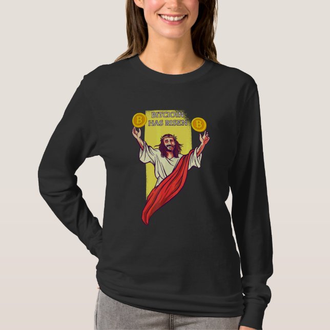 Bitcoin Crypto Har Stigit   Cryptocurrency Jesus T Shirt (Framsida)