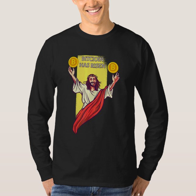 Bitcoin Crypto Har Stigit   Cryptocurrency Jesus T Shirt (Framsida)