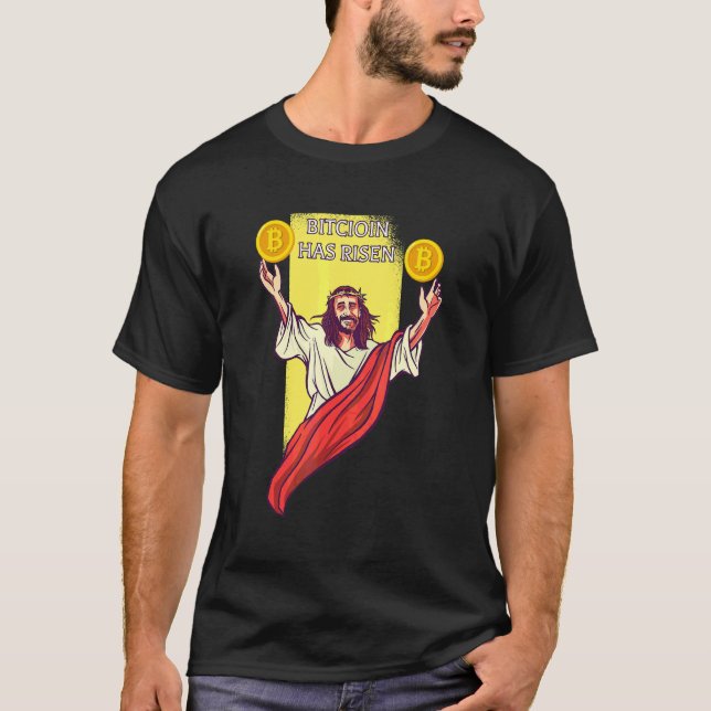 Bitcoin Crypto Har Stigit   Cryptocurrency Jesus T Shirt (Framsida)