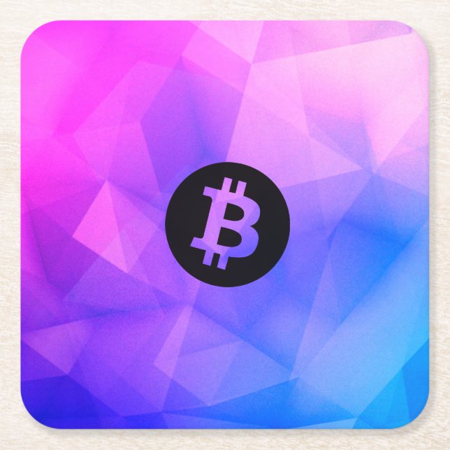 Bitcoin Crystal Underlägg Papper Kvadrat (Framsidan)