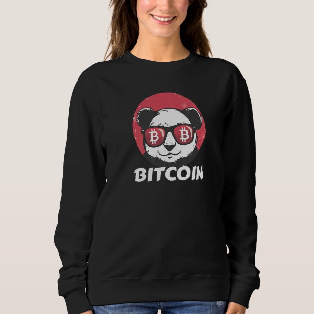 Bitcoin Cute Crypto Panda Sol Glasses Retro T Shirt (Framsida)