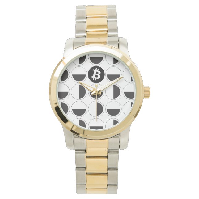 Bitcoin Designer Black & White Armbandsur (Framsida)