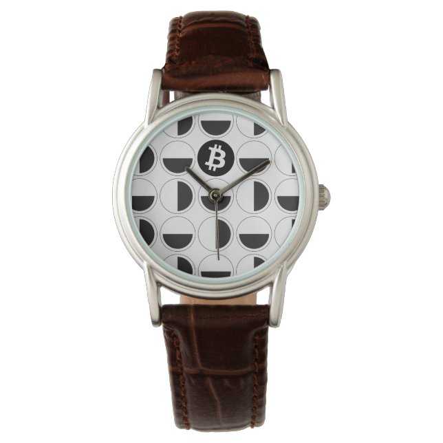 Bitcoin Designer Black & White Armbandsur (Framsida)