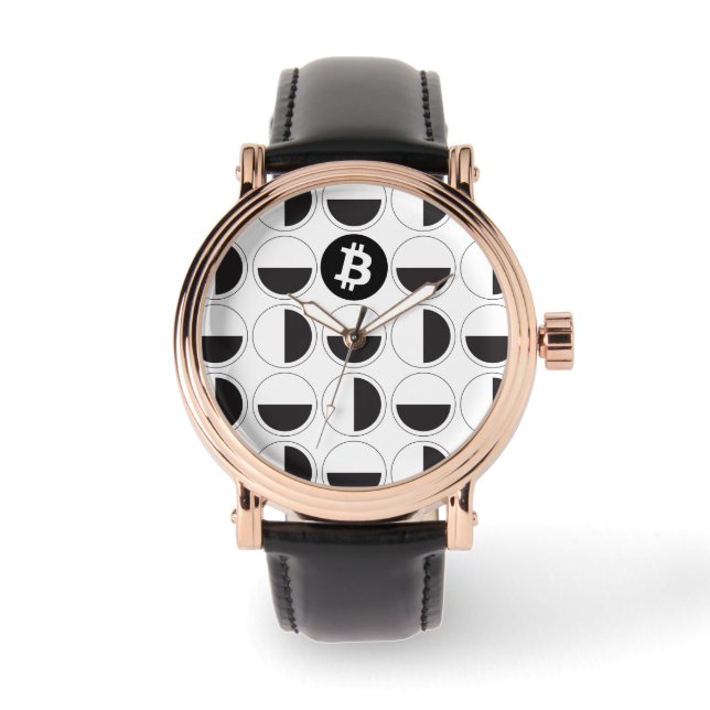 Bitcoin Designer Black & White Armbandsur (Framsida)