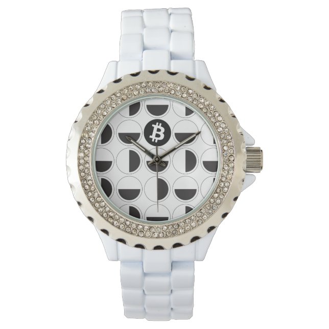 Bitcoin Designer Black & White Armbandsur (Framsida)