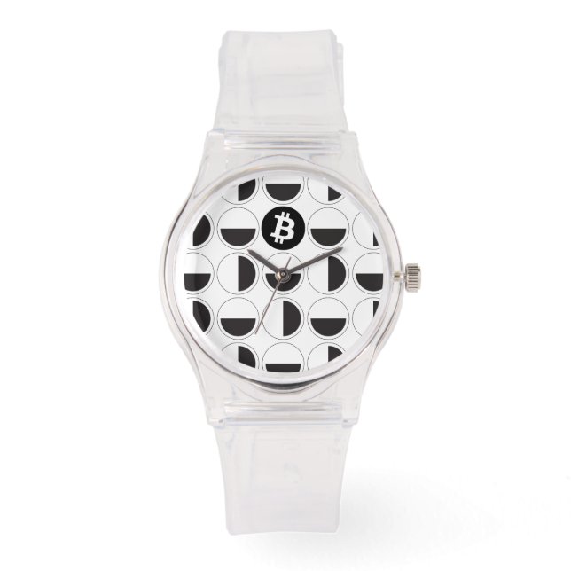 Bitcoin Designer Black & White Armbandsur (Framsida)