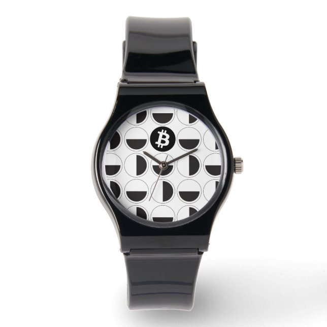 Bitcoin Designer Black & White Armbandsur (Framsida)