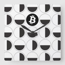 Bitcoin Designer Black & White Fyrkantig Klocka