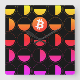 Bitcoin Designer Fyrkantig Klocka