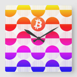 Bitcoin Designer Fyrkantig Klocka