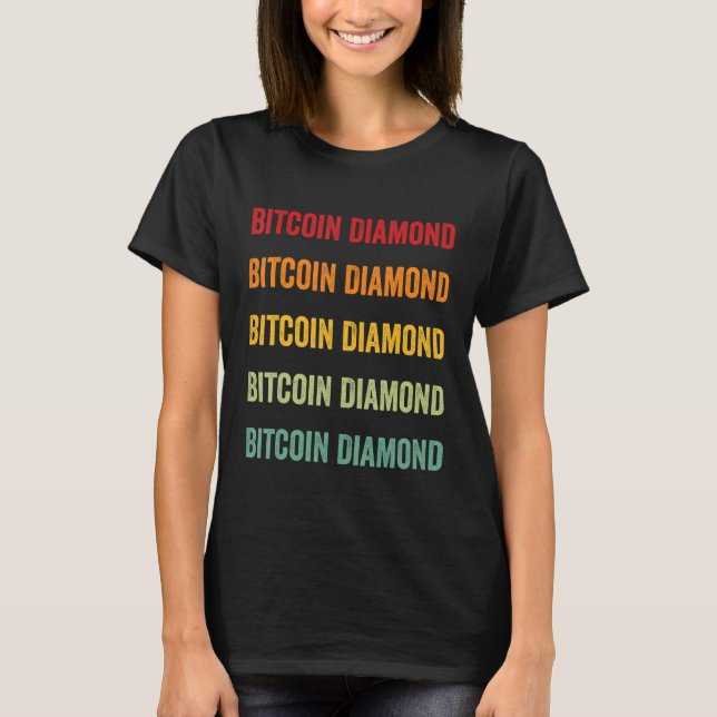 Bitcoin Diamond Crypto Rainbow Text Design T Shirt (Framsida)
