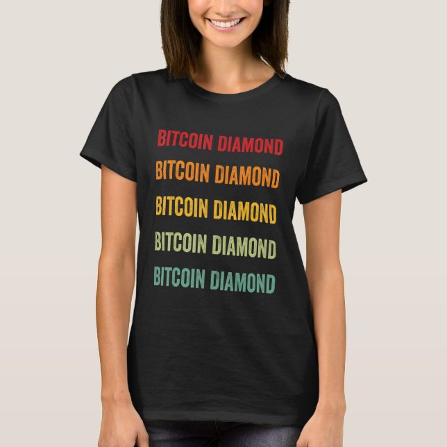 Bitcoin Diamond Crypto Rainbow Text Design T Shirt (Framsida)