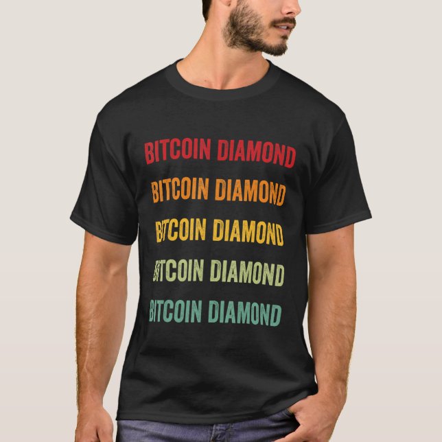Bitcoin Diamond Crypto Rainbow Text Design T Shirt (Framsida)