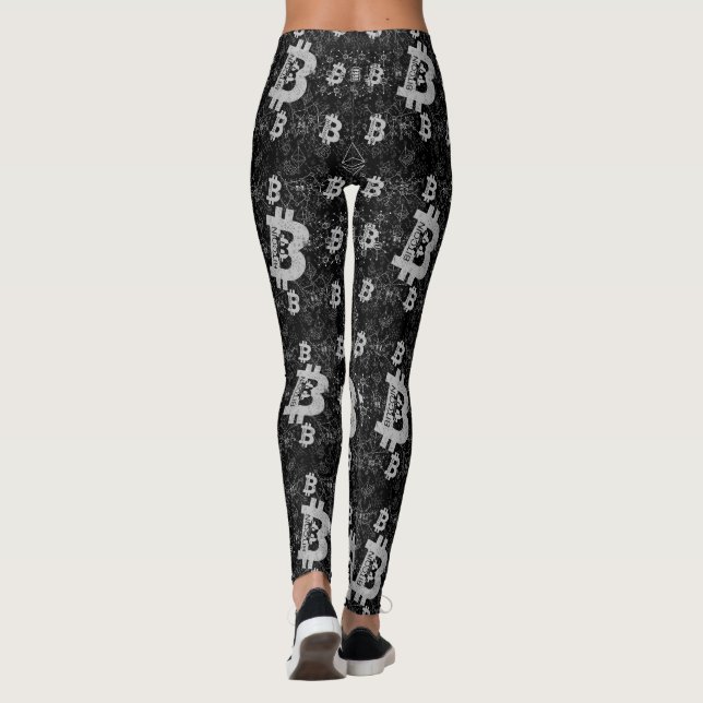 Bitcoin Digital Cryptocurrency Money Black Leggings (Baksida)