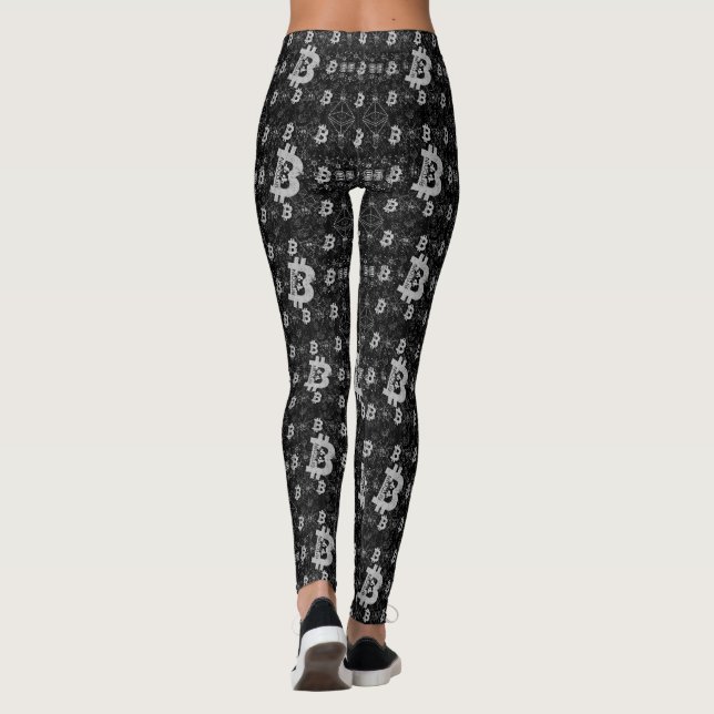 Bitcoin Digital Money Black Cryptocurrency Leggings (Baksida)