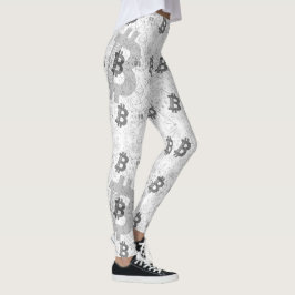 Bitcoin Digital Money White Cryptocurrency Leggings