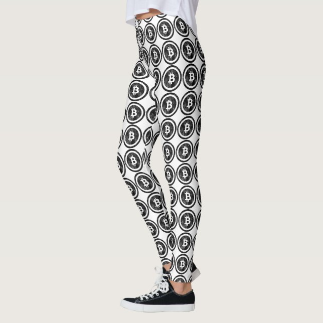 Bitcoin Distress Black Coin Logotyp Leggings (Vänster)