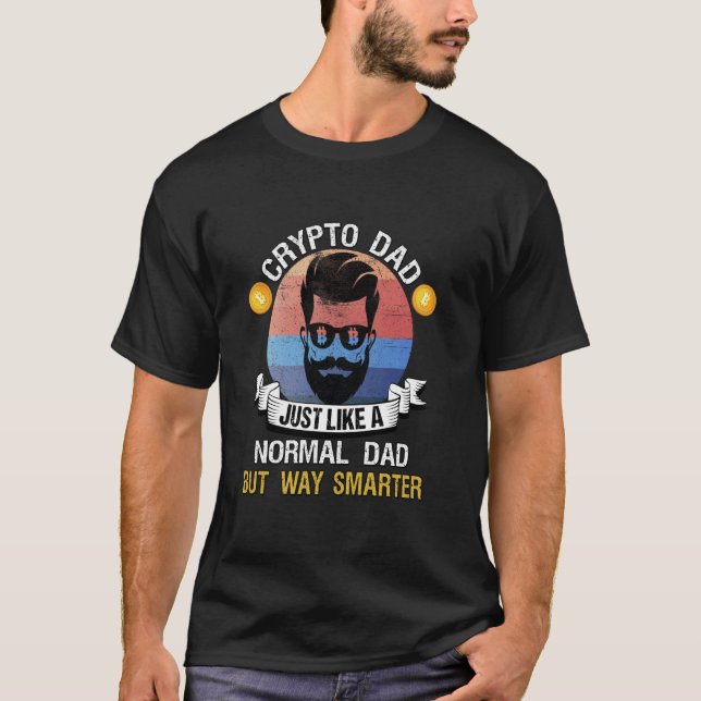 Bitcoin Dogecoin Crypto Pappa Shirt precis som A e T (Framsida)