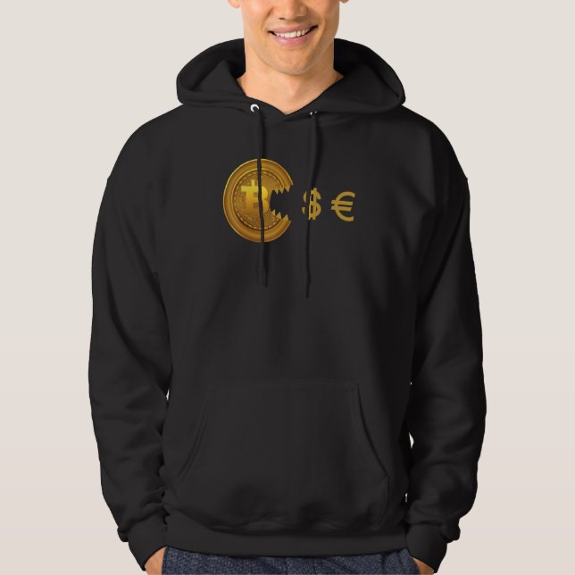 Bitcoin Eats Dollar Cryptocurrency Bitcoin Hoodie (Framsida)