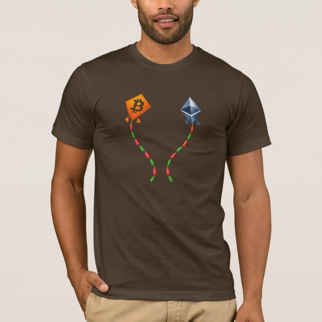 Bitcoin & Ethereum Kites Bullish Crypto Trader T Shirt (Framsida)