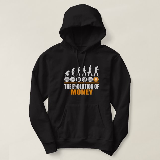Bitcoin Evolution of Money Funny BTC Cryptocurrenc Hoodie (Design framsida)