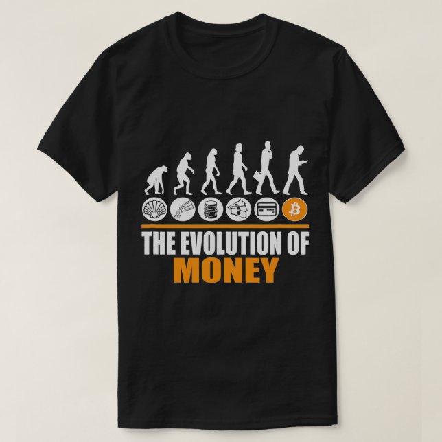 Bitcoin Evolution of Money Funny BTC Cryptocurrenc T Shirt (Design framsida)
