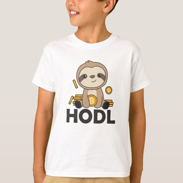 Bitcoin Faultier Mynt hold Digital Currency T Shirt (Framsida)