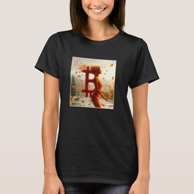 Bitcoin Feminine Woman Söt subtle Flower T Shirt (Framsida)