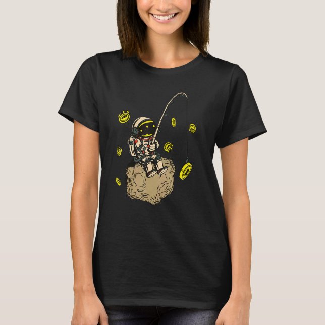 Bitcoin Fiske Astronaut Btc Blockchain Kryptovalut T Shirt (Framsida)
